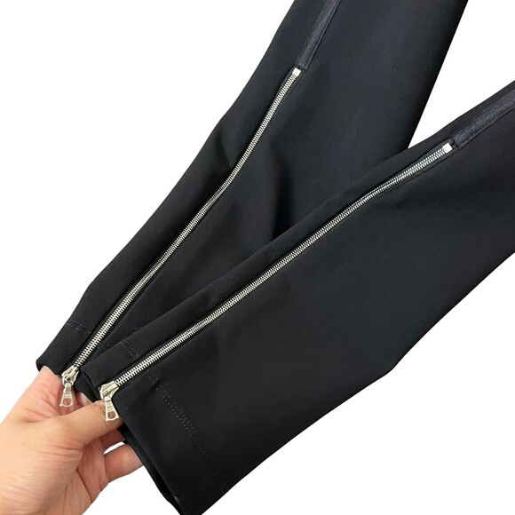 La Ligne Moto Pants Women’s Size Small Black Cropped Skinny Zip Hem Pull On - Picture 9 of 14